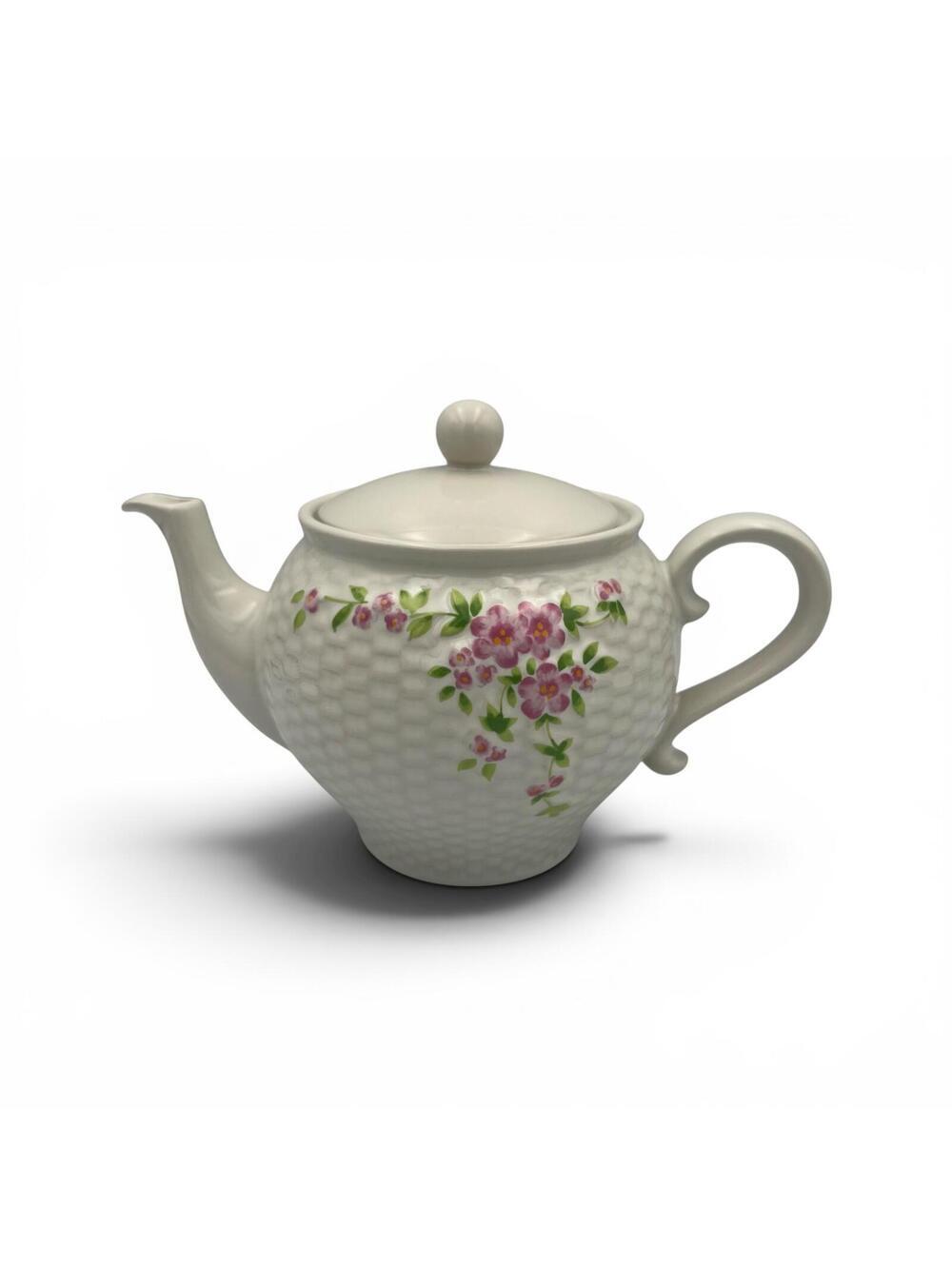 Vintage 1985 Teleflora Floral Porcelain Teapot